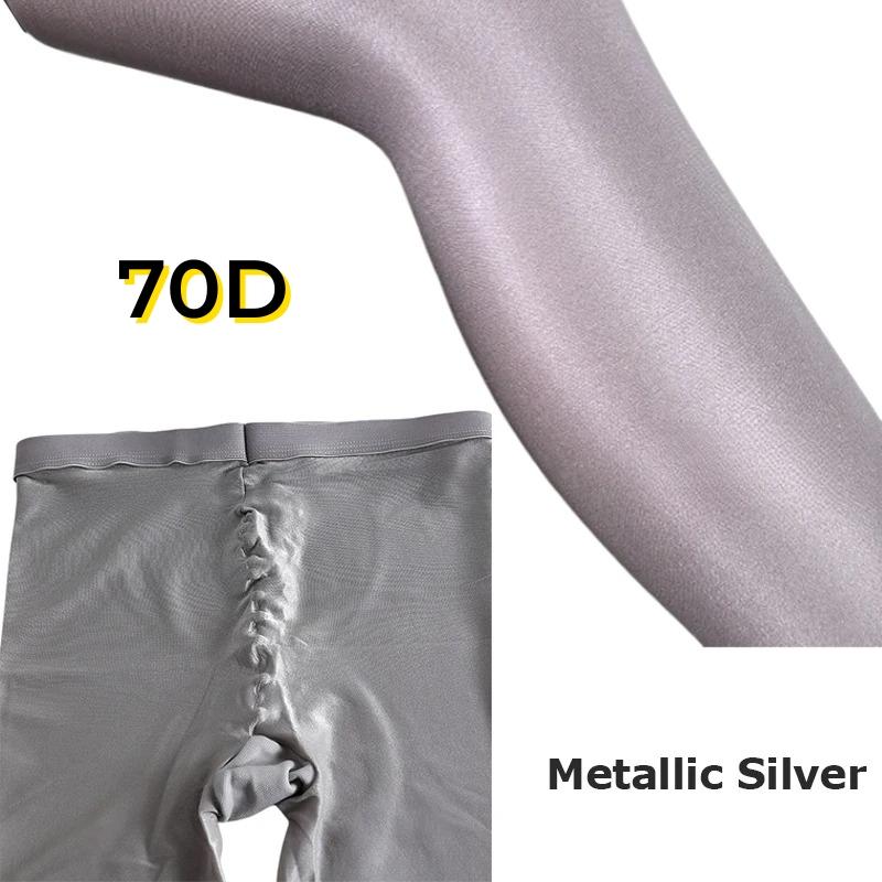 

70 Den Oily Footed Tights Metallic Shiny High Glossy Dance Tights Plus Size Women Pantyhose Nightclub Catwalk L (43-63kg 170cm)
