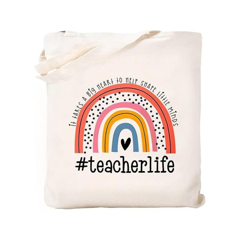 

Flower Letter Patterned Canvas Shouder Bag Breathable Washable Travel Makeup Bag Handbag For Daily Use 7.87x5.9Inch