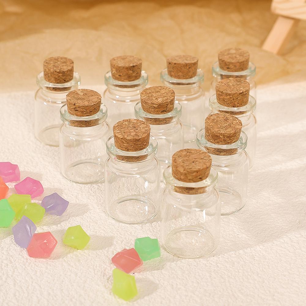 10 Stück DIY Wunschflasche Mini Glasflaschen mit Korken Transparent Leere Nachrichtenflasche Weihnachts Hochzeitsfeier Deko Zubehör