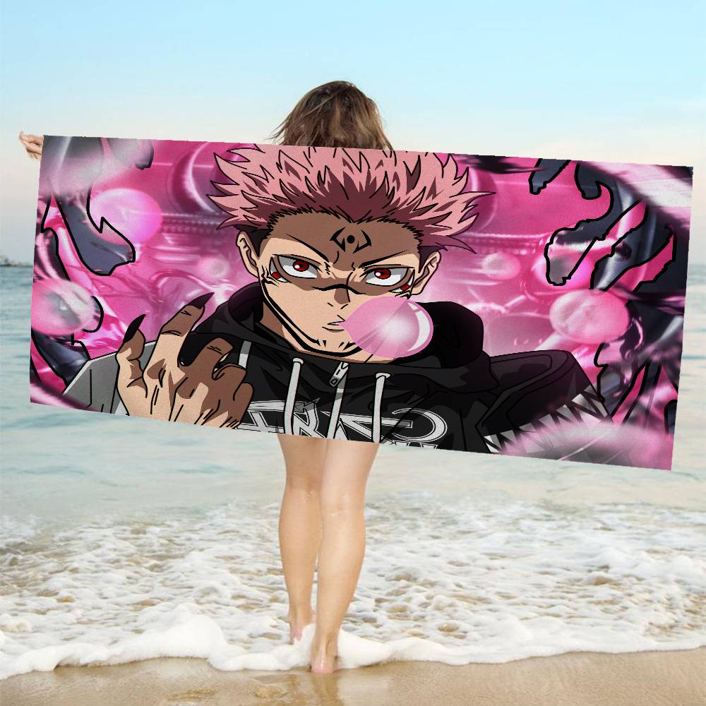 J-Jujutsu K-kaisen Anime Mikrofaserdecke Schnell trocknende Strandtücher Übergröße Druck Super saugfähige Pooltuchdecke