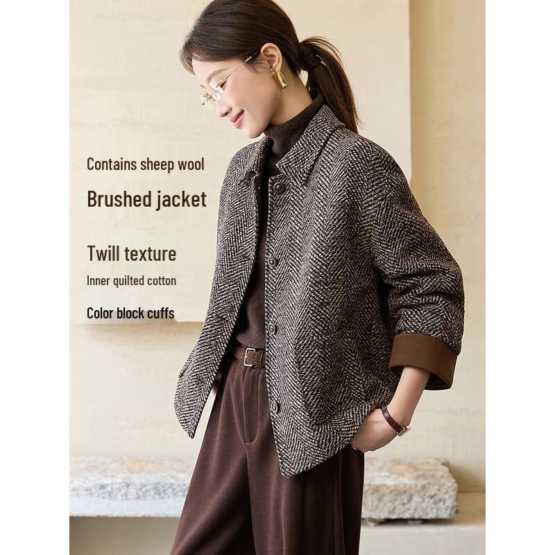 

Women s Retro Wool Blend Twill Quilted Jacket 2XL