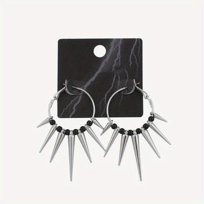 1 Paar Punk Minimalistisch Dunkelgothischer Stil, Mehrere Verjüngte Stacheln Hängeohrringe für Outdoor Street Hip Hop Party