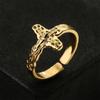 Vintage Goldenes Kreuz Jesus Offener Ring, Minimalistischer Luxus Damenband, Ideales Geschenk für den Alltag & Besondere Anlässe