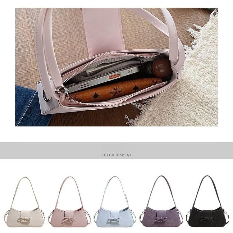 Borsa a tracolla singola da donna con decorazione a fiocco, borsa da ascella
