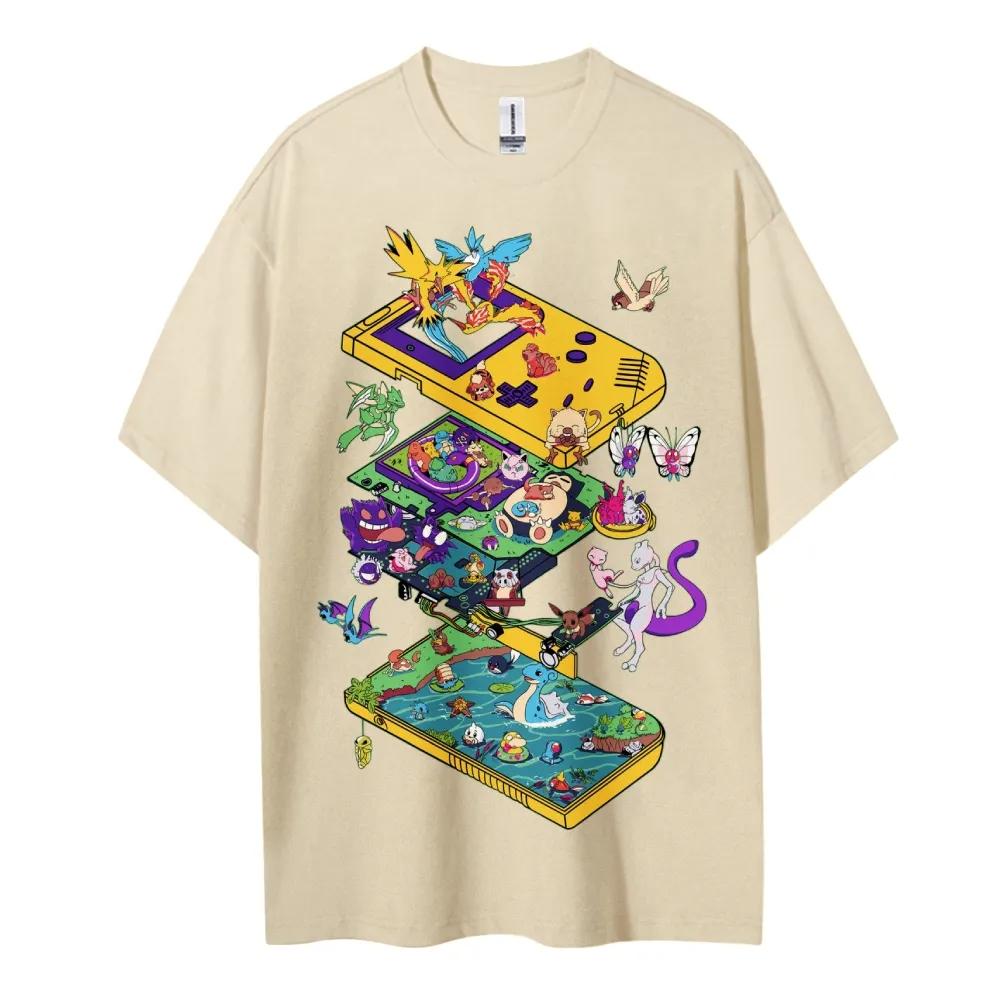 Pokemon Tshirt Mens Pure Cotton Casual  Round Neck Tshirt Short Sleeve Clothing 2026 Summer Sports Casual Short Sleeve Top