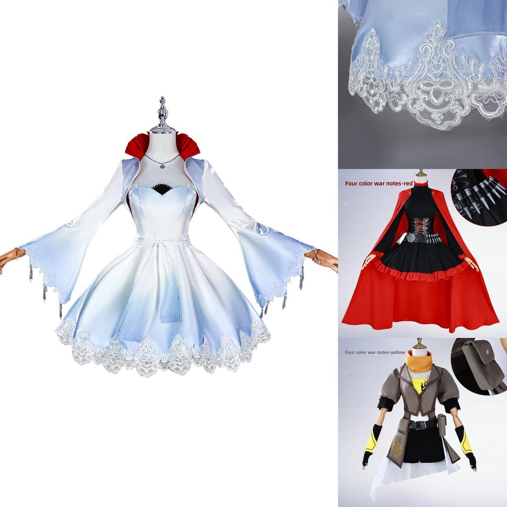 Rwby Ruby Rose Weiss Schnee Cosplay Costume With Polyester Fabric For Anime Role Play