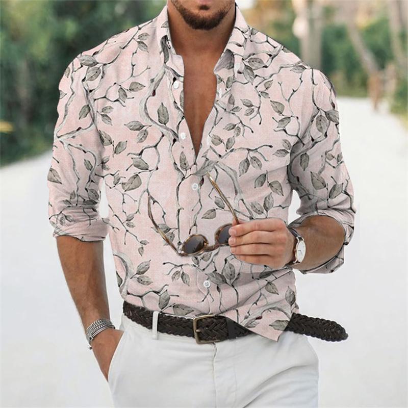 Fashion Men's Shirt Floral Rose High Quality Soft Comfortable Selling European Size Men's Lapel Tops Decoration