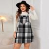 Women's Spring, Autumn and Winter Skirt Coat Inside the Skirt New Plaid Strappy Dress Plus Size XL-6XL Loose Strappy Dresses