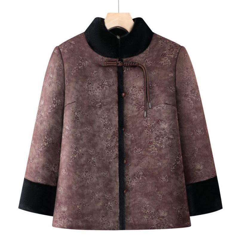 Winter thick padded jacket jacket velvet old lady padded jacket to keep warm