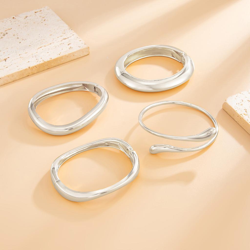 SHIXIN Punk Glossy Geometric Stackable Cuff Bracelets for Women Hip Hop Water Drop Gold Color Open Bangle Bracelet Party Jewelry