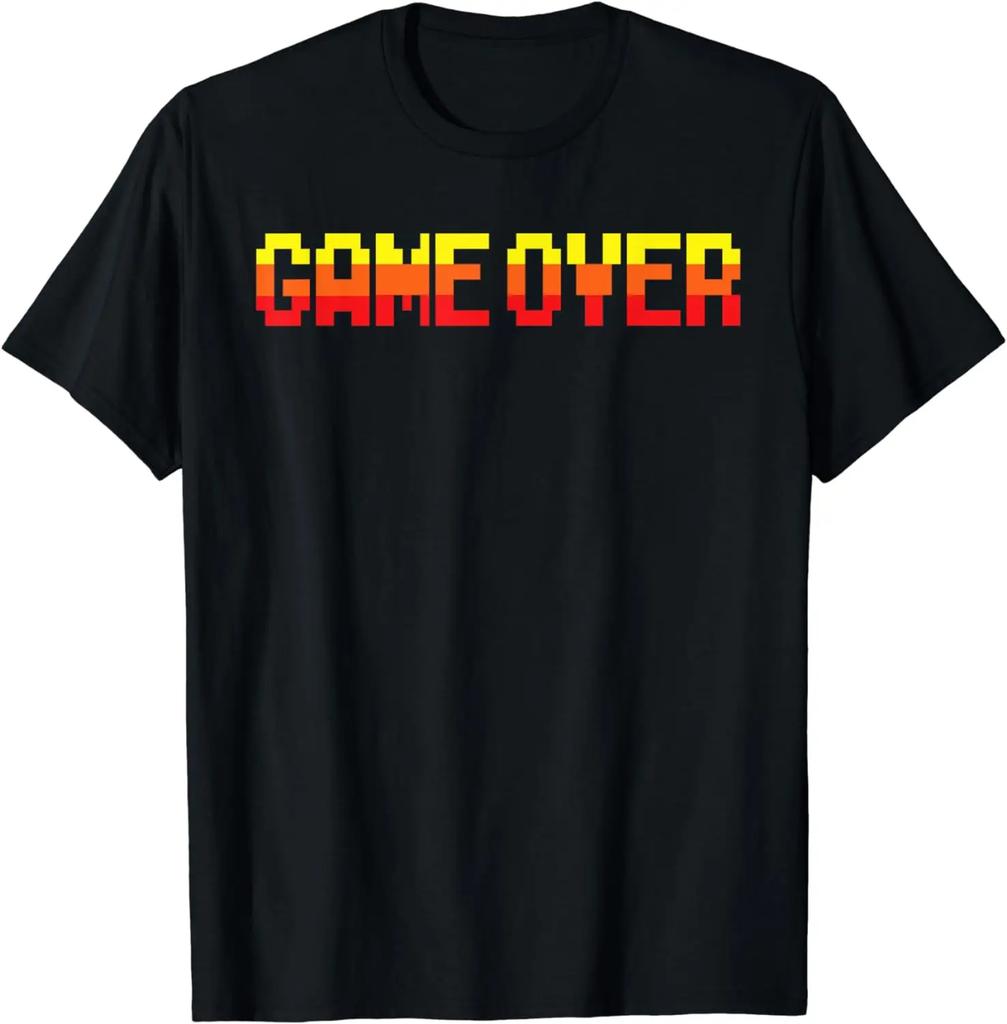 Vintage Pixelated Game Over 80s Arcade T-Shirt  Graphic T Shirts Vintage Clothes Shirts for Men Streetwear Tops Ropa Hombre