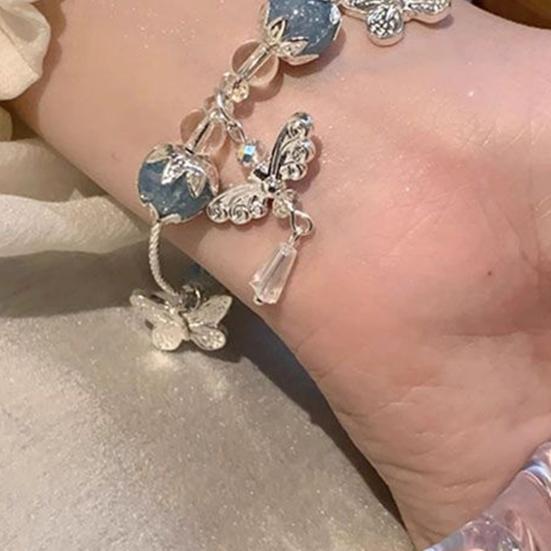 1/2Pcs Women Bracelet Burst Texture Fairy-Like Feeling Stacked Chinese Aesthetics Bracelet with Butterfly Pendant