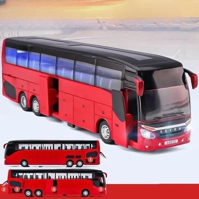 

Luxury Coach Bus Toy Car Diecast Miniature Model Pull Back Sound Light Educational Boy Children Collection Gift Toy червоний