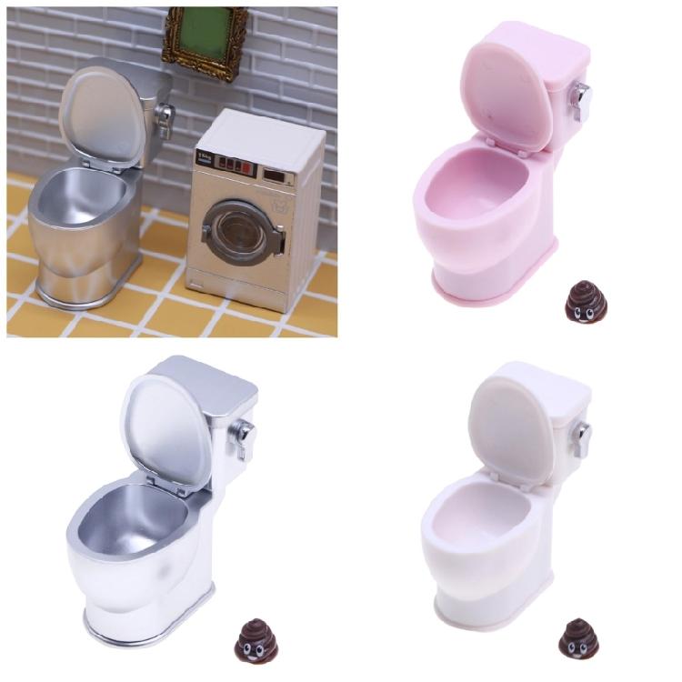 Detailed Dollhouses Bathroom Toilet Simulation Accessory With Sound Feature Ideal For 1/12 Scale Miniature Furniture