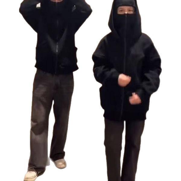 Unisex Sweatshirt med Dubbel Huvuva och Maskerad Dragkedja - Höst Lätt Bräda Edition