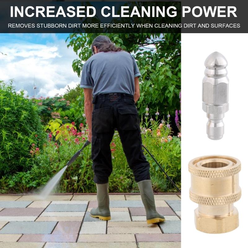 Pressure Washer Quick Connector 1/4inch Pressure Washer Fittings Stainless Steel Sewer Jetting Nozzle Adapter Set