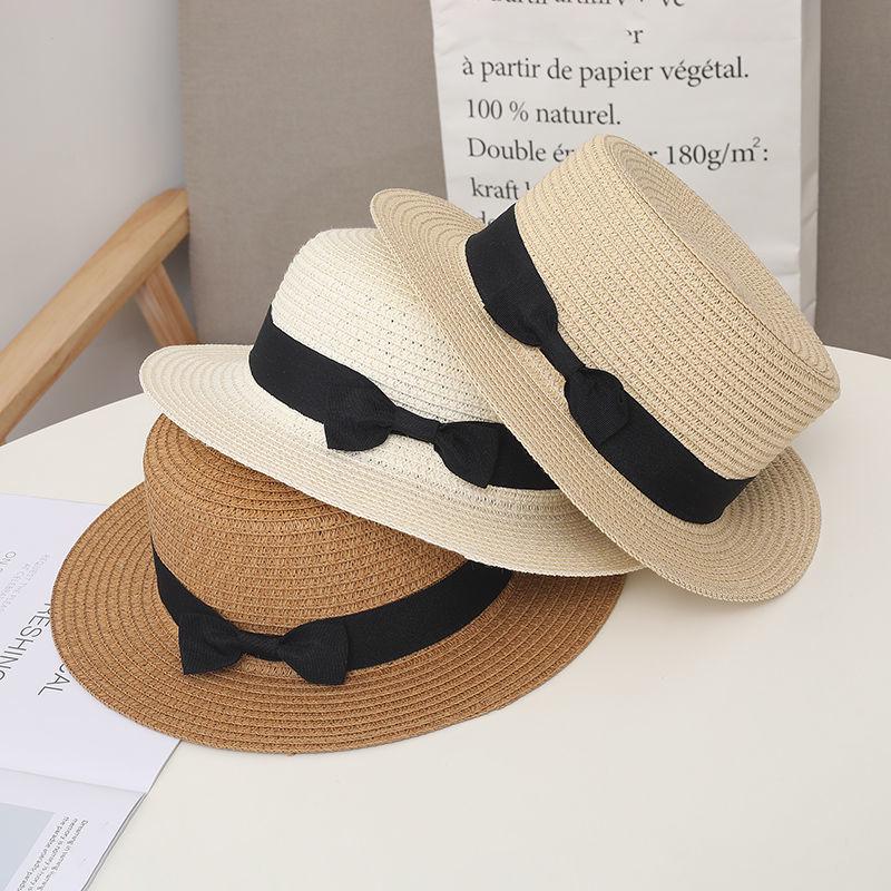Women's Wide-Brim Straw Fedora: Sun Protection, Summer Vacation Beach Hat with Bow