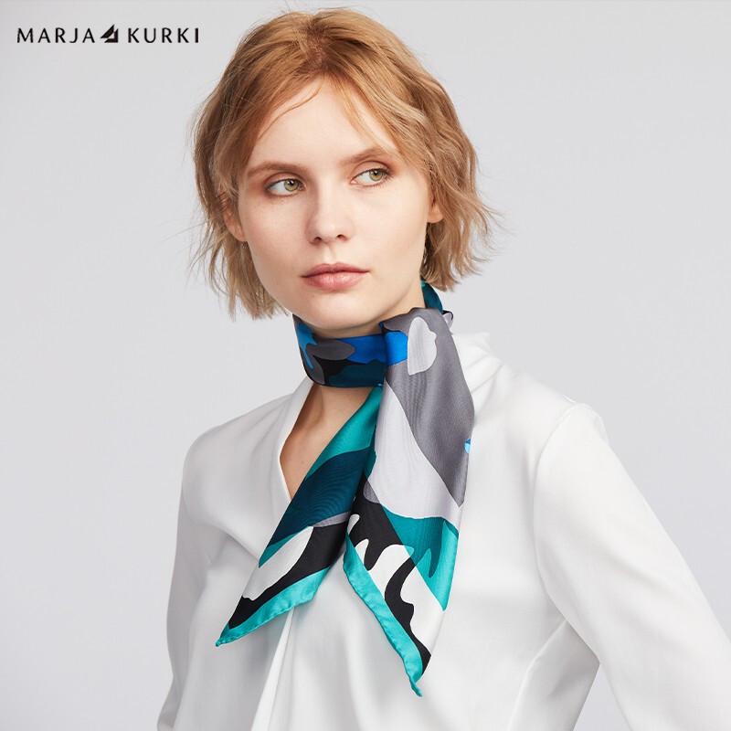 MARJA KURKI Шелковый платок-квадрат «Кто прячется» бирюзовый зеленый