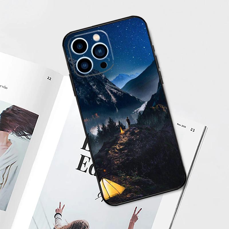 Camping Nature Mountain Case For iPhone 14 13 12 11 15 16 Pro Max Plus XS Max X XR 7 8 Plus 13 12 Mini Phone Cover