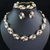 Latest Stylish Design Fancy Pearl Bracelet Earrings Necklace Jewellery Set for Women