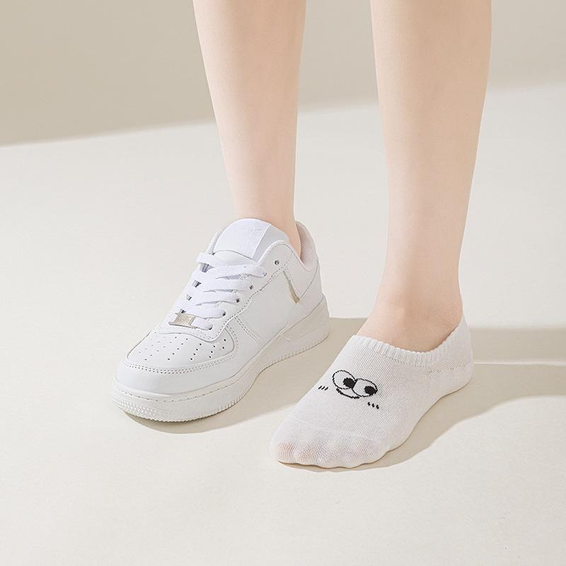 Damen Bootssocken, Dünne Baumwollsocken für Frühling und Sommer, die nicht verrutschen, Silikon Anti-Rutsch Sommer Unsichtbare Socken, Eye Kurze Socken