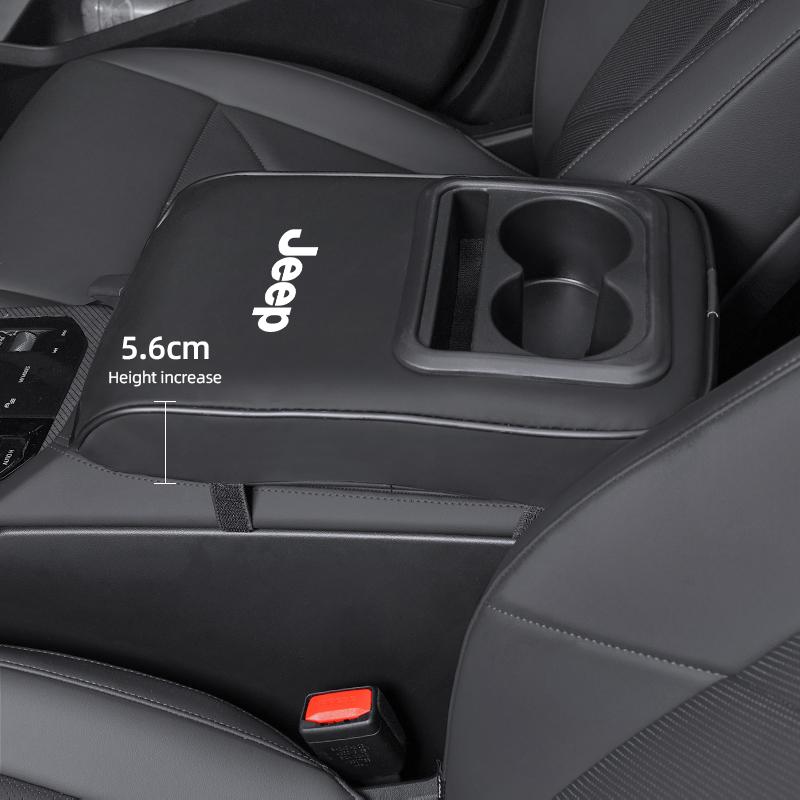 1Pcs Leather Auto Armrest Cushion Height Car Center Console Pad Valve Stem For Jeep Wrangler Gladiator Renegade Grand Cherokee KUBEL1