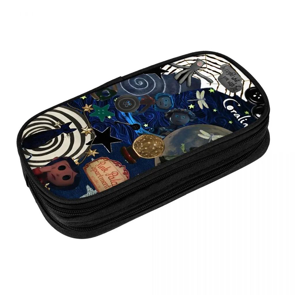 Coraline Halloween Horror Pencil Case Pencil Box Pen Box for Girls Boys Large Storage Bags School Supplies Zipper Stationery