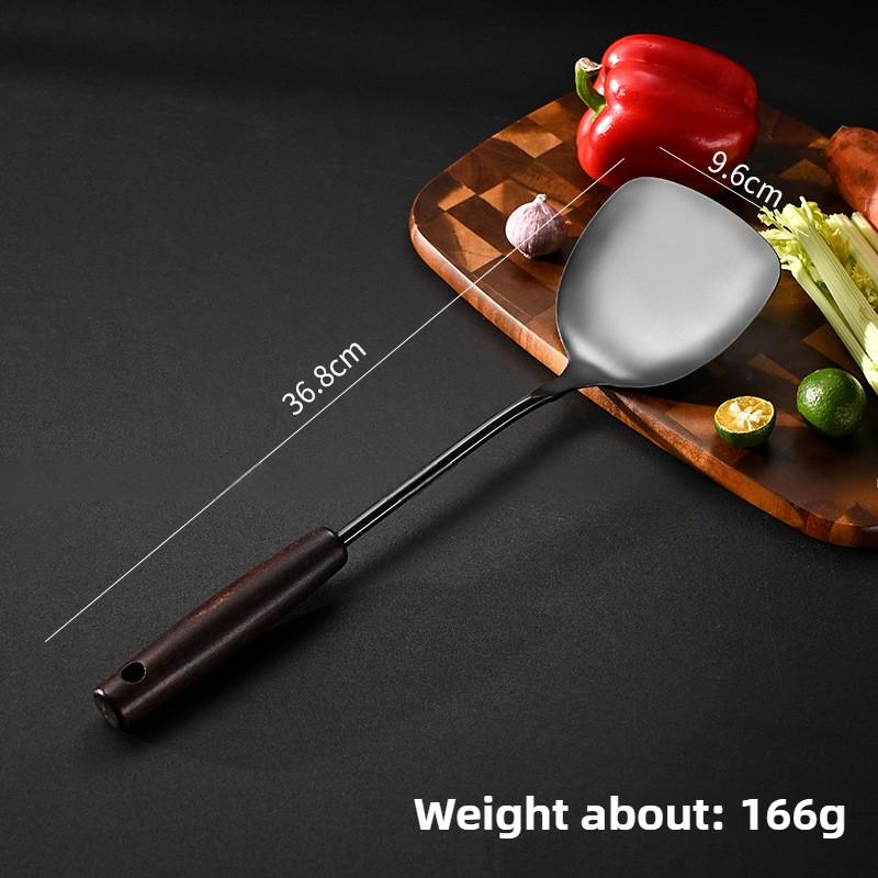 304 Stainless Steel Spatula Household Wooden Handle Utensils High Temperature Colander Shovel Kitchen Utensils Set Spoon Kitchen Utensils