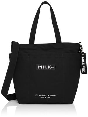 Milkfed BAR AND UNDER LOGO BIG CANVAS BAG 103201053013 Black