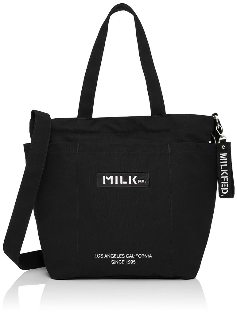 Milkfed BAR AND UNDER LOGO BIG CANVAS BAG 103201053013 Black