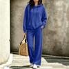 Women's Casual Hooded Sweatshirt and Pants Set with Pockets for Fall and Winter