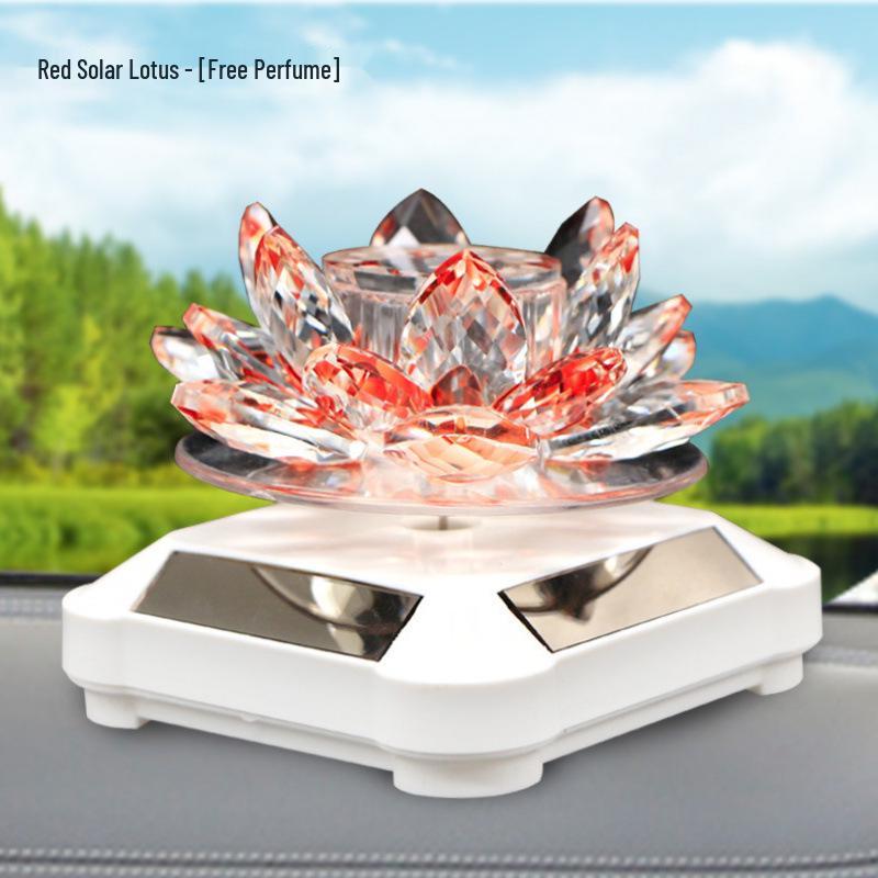 Lotus Guanyin Buddha Car Ornament with Crystal Perfume Base - Peaceful Interior Decoration