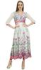 Bimba Women's Floral Print White Anarkali Flared Classic Blouse Kurti