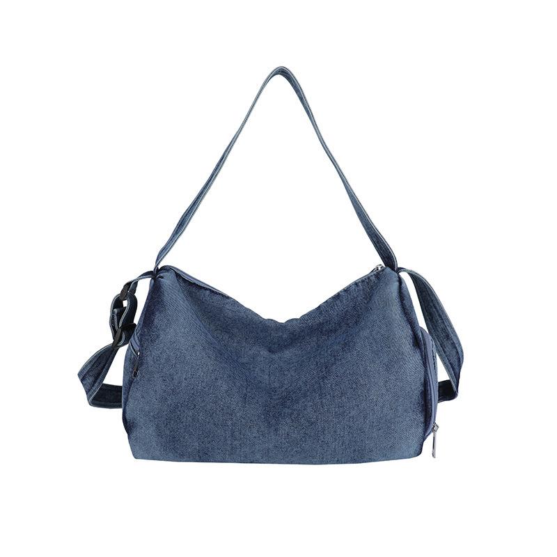 Джинсовая сумка через плечо Женская винтажная сумка кросс-боди Большая вместительная сумка-мессенджер синий
