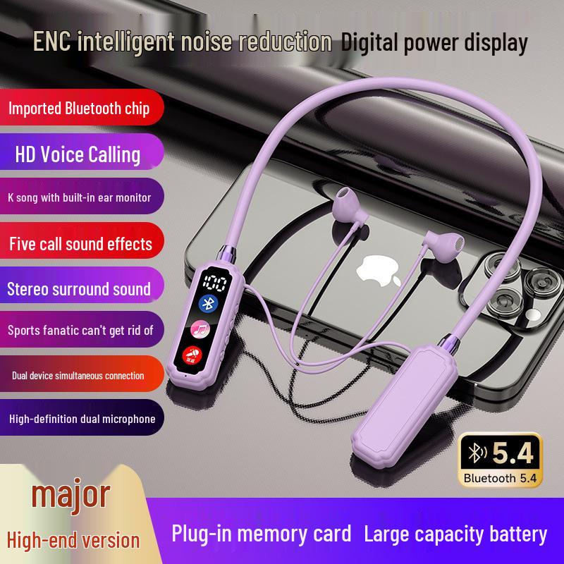Neckband Noise-Cancelling Bluetooth Earphones for Apple, Xiaomi, OPPO