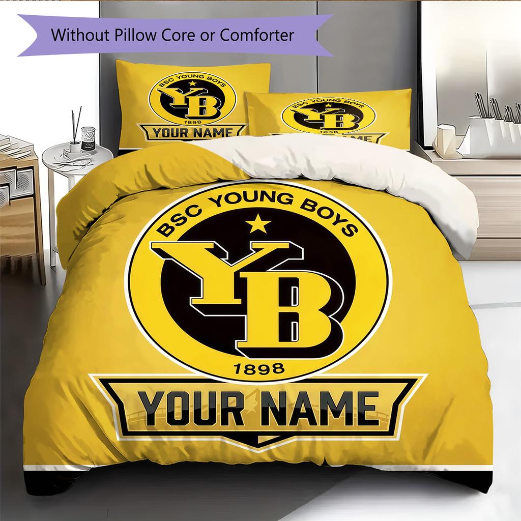 Personalizowany Wzór BSC Young Boys Zestaw Pościeli Kołdra Dekoracja Domu Prezent (1 * poszwa na kołdrę + 2 * poszewki na poduszki bez rdzenia)