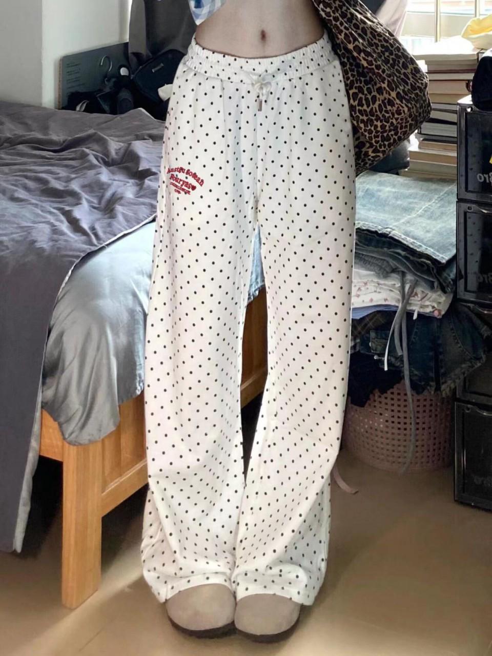 

Women s High Waist Polka Dot Wide-Leg Pants - 2026 Casual Embroidered Slimming Design M