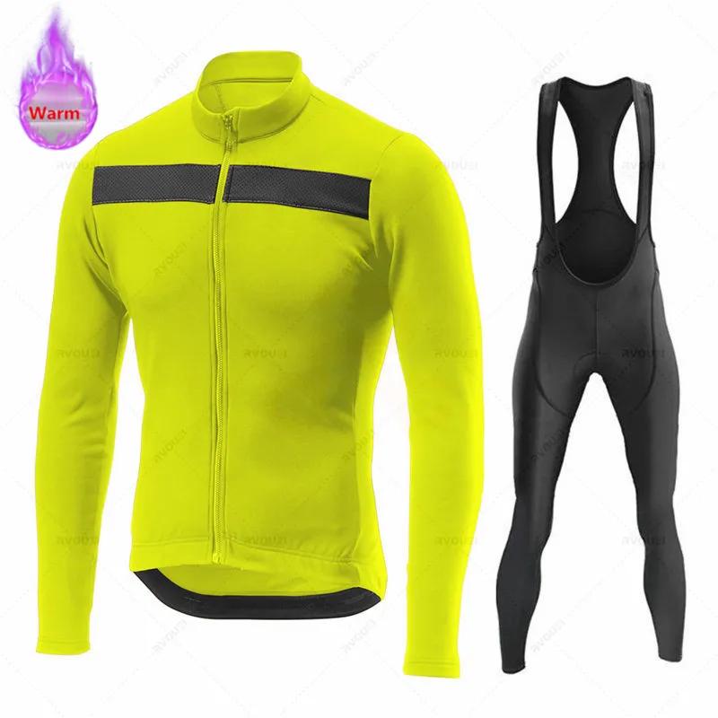 Thermal Fleece Cycling Jersey Set, Racing Bike Suit, Mountain Bicycle Clothing, New Team, Winter Velvet Warm Cycling Clothing Suit Set