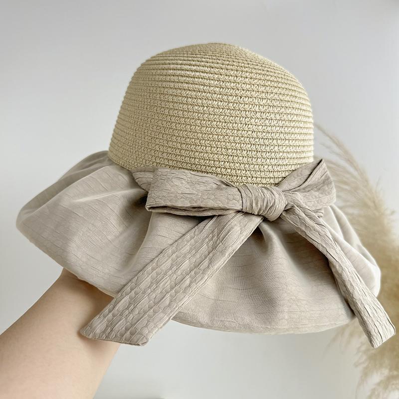 

Летняя дорожная шляпа от солнца, солнцезащитная шляпа с большими полями, защита от УФ-лучей, универсальная льняная шляпа из соломы с вставками, складная шляпа-ведро adult average size (55-59cm)