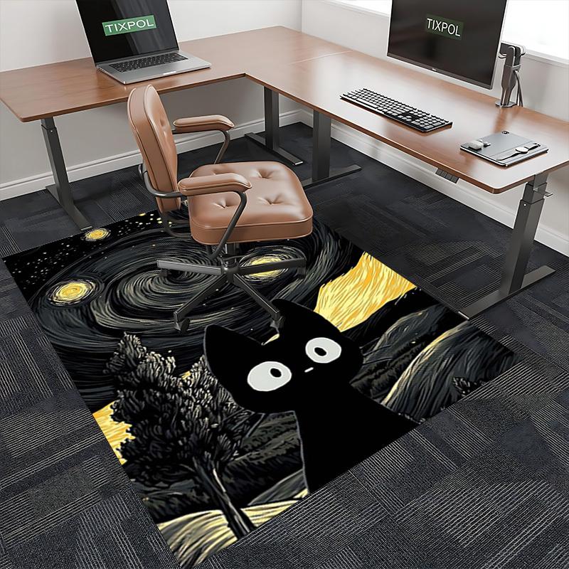 1pc Starry Night Cat Office Chair Mat - Non-Slip Carpet for Desk, Festive Gift Idea, Suitable for Home Decor, Living Room, Bedroom, Game Room.P082