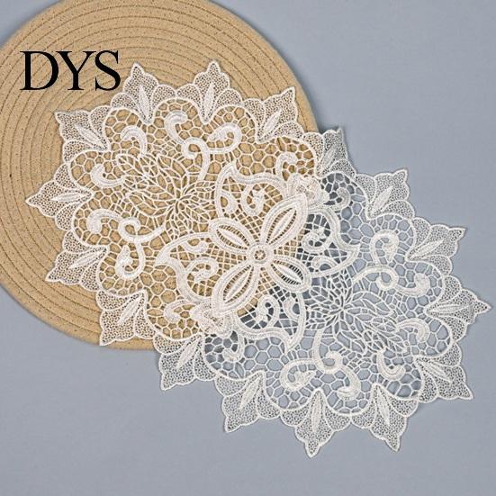 Decorative Table Covers for Weddings White Lace Doily, Elegant Retro Placemat, Embroidered Small Round Placemats Jewelry Trays Mat, Rectangular