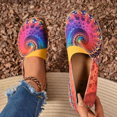 Women'S Colorful Stars Flats, Lightweight Flat Slip On Loafers, Comfort Footwear for Daily Wear, Summer Casual Shoes for Independence Day