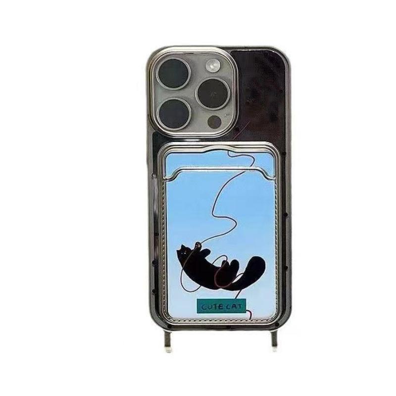 

Electroplated Lanyard Style Suitable for Apple 16promax Protective Case Kitten Card Insert IPhone1513 Phone Case Shockproof Apple 16
