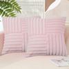 Plush Throw Pillow Cover 18x18 Inch Soft Faux Fur Striped Cushion Cover Machine Washable Fluffy Pillowcase for Sofa Living Room Bedroom Decor
