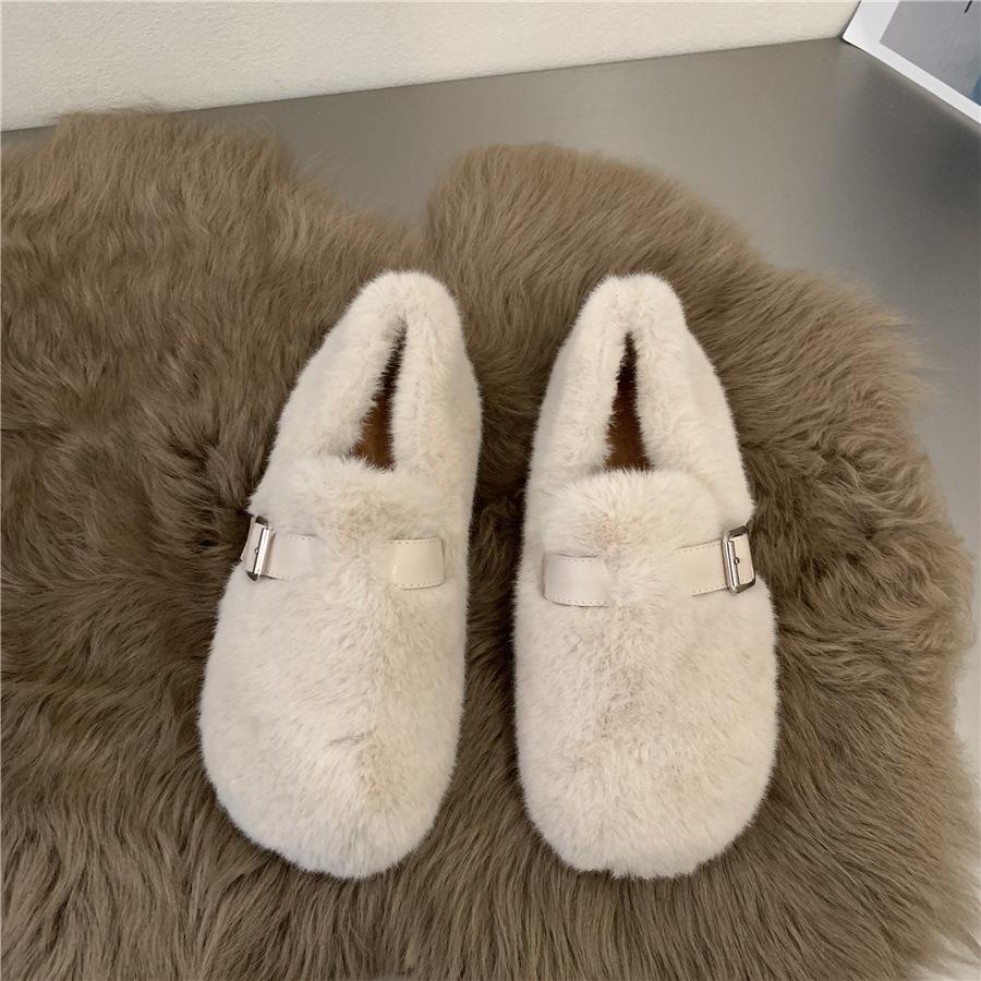 

Милые повседневные универсальные плюшевые плюшевые туфли женские зимние новые верхняя одежда плюшевые теплые балетки хлопковые туфли 40