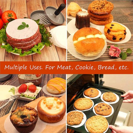 100pcs 4/4.5Inch Hamburger Patty Paper Non Stick Parchment Paper Round Wax Paper Sheet for Storing Freezing Cake Baking Cookie 1