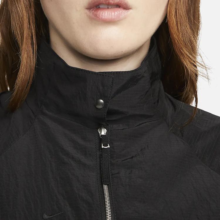 Nike ESC Solid Color Stand Collar Zip-Up Long Sleeve Jacket Women Jackets Black DR5399-010
