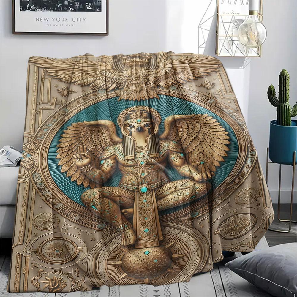 1Pc Retromythical animal Print Flannel Blanket, High quality Comfortable for All Seasons, Home Decor, Warmth and Comfort, Perfect for Christmas Gifts