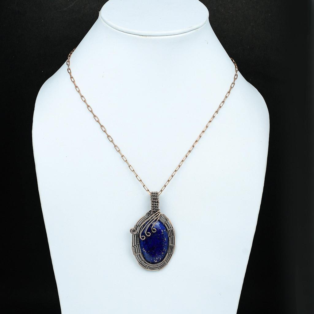Lapis Lazuli Copper Pendant Copper Wire Wrapped Pendant Copper Lapis Lazuli Jewelry Handmade Pendant Gift For Her Natural Gemstone Jewelry