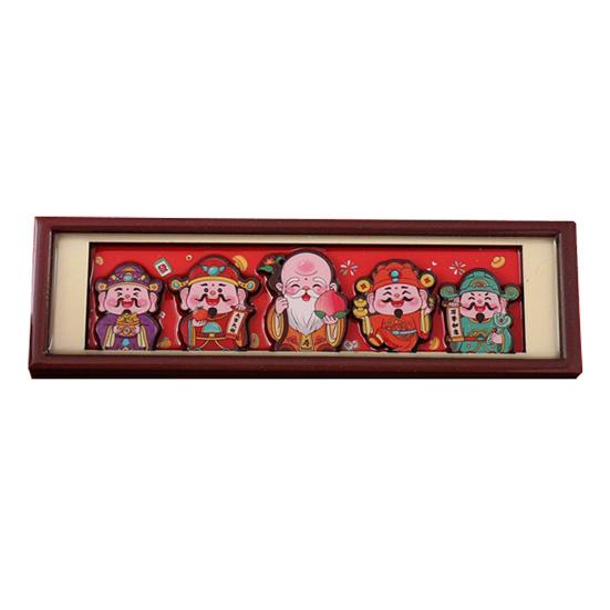 2Pcs God of Wealth Refrigerator Magnet Chinese Immortal Frame Fridge Magnet Home Kitchen New Year Spring Festival Decoration